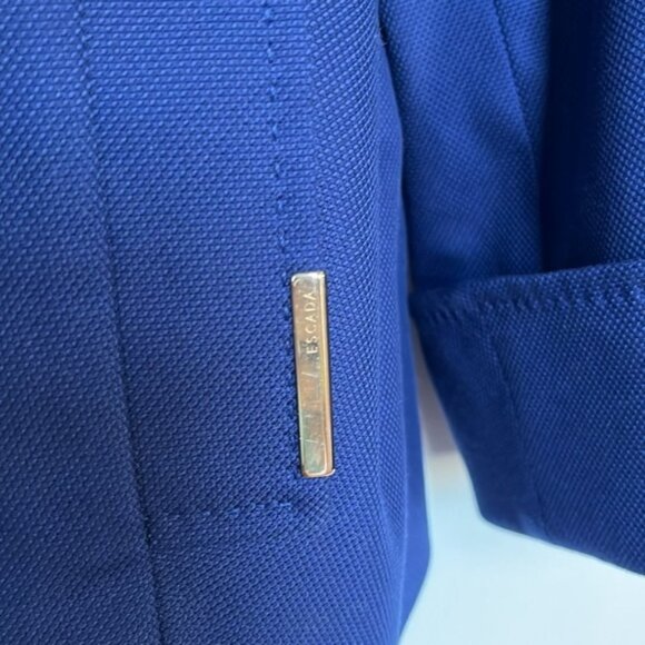 Escada Indigo Blue Coat Jacket with Golden Buttons Front Pockets Size L - Picture 8 of 15